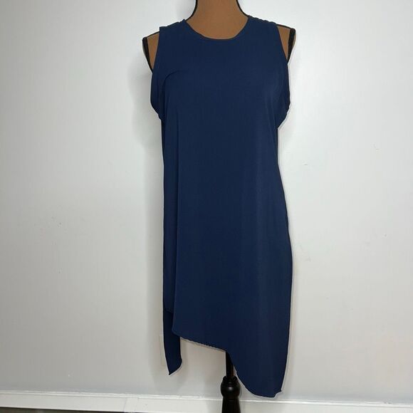 Spense Asymmetrical Navy Blue Sleeveless Tunic Tank Top Blouse, Women’s Medium - Picture 3 of 11